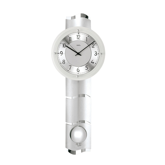 Schilderuhr Veronica aus Holz mit roten und goldenen Ornamenten auf schwarzem Hintergrund
