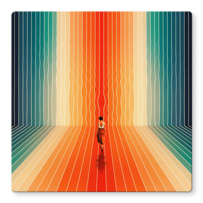 Glasbild Frau vor der Regenbogen-Kulisse - Taudalpoi - Quadratisch