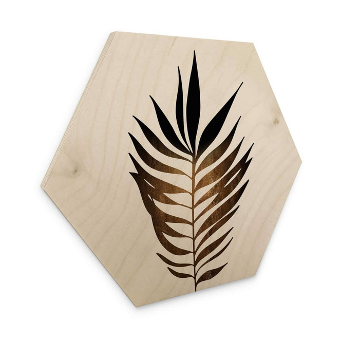 Hexagon - Holz Kubistika - Blatt in Gold
