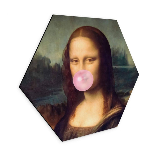 Hexagon Wandbild Taudalpoi - Mona Lisa mit Kaugummi - Alu-Dibond
