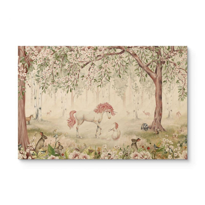 Holzbild Märchenhafter Wald mit Einhörnern - Kikki Belle