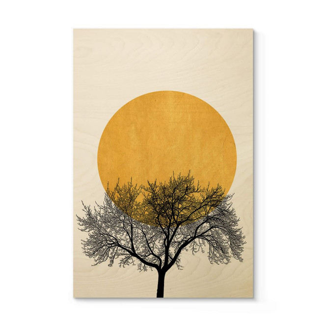 Holzposter Kubistika - Wintermorgen