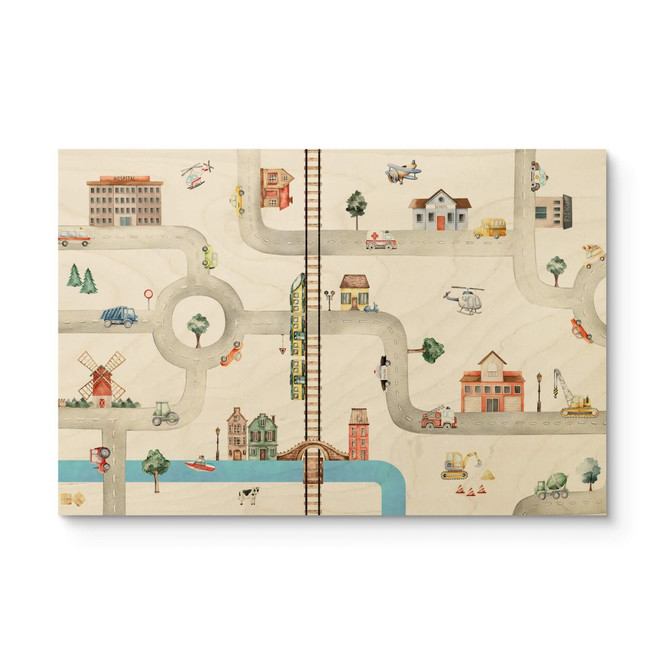 Kinderzimmer Holzbild Oliver Robins - Spielstrasse