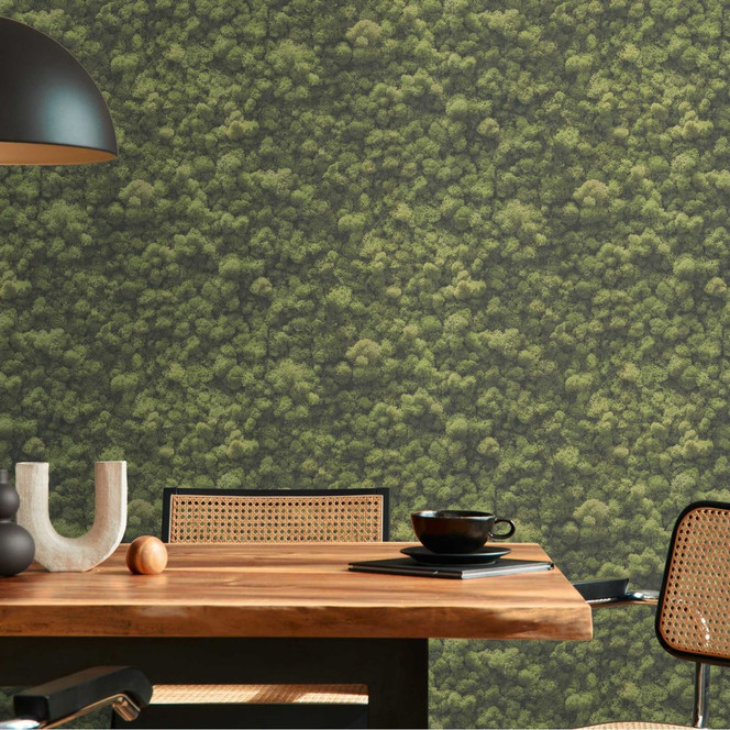 Moos-Tapete in 3D-Optik Grün – Naturtapete mit Moosstruktur – Vliestapete