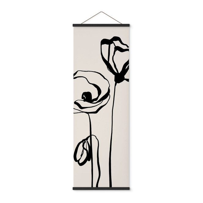 Stoffbild Line Art Zwei Mohnblumen - Cats & Dotz - Panorama