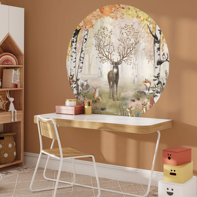Wandtattoo Kikki Belle - Hirsch im Herbst - Rund