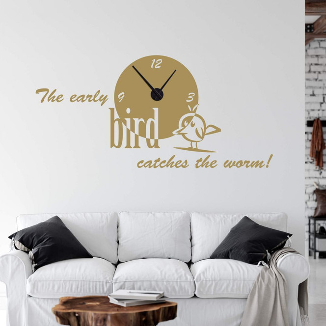 Wandtattoo The early bird Wanduhr
