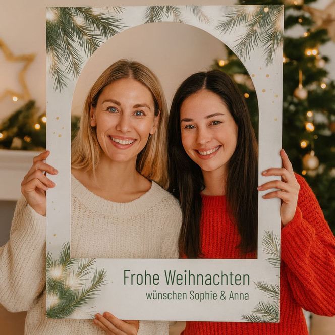 Fotorahmen Frohe Weihnachten mit Tannenzweig - personalisierbar
