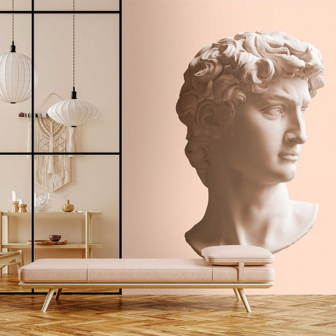 Fototapete mit Klassische Büste auf Apricot - Vliestapete mit historischem Flair