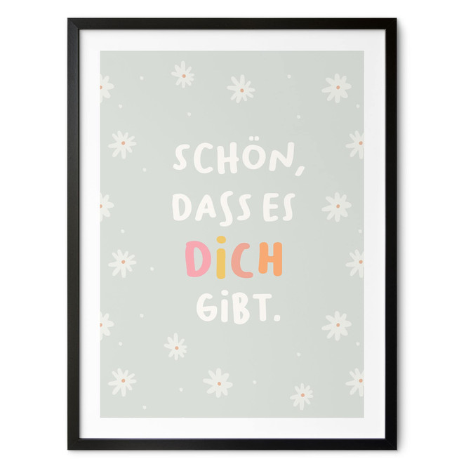 Kinder-Poster "Schön, dass es dich gibt" in bunter Schrift
