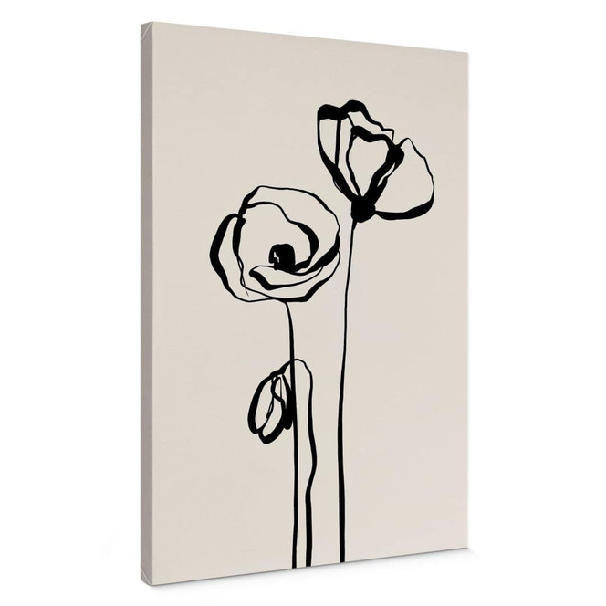 Leinwandbild Line Art Zwei Mohnblumen - Cats & Dotz