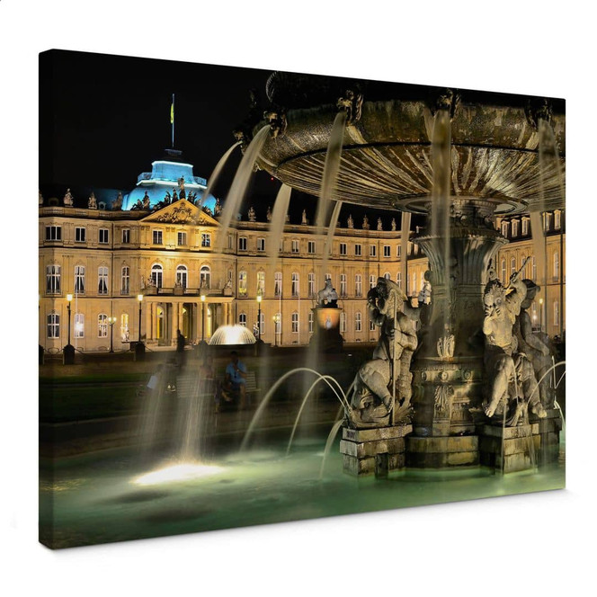 Leinwandbild Stuttgarter Schlossbrunnen