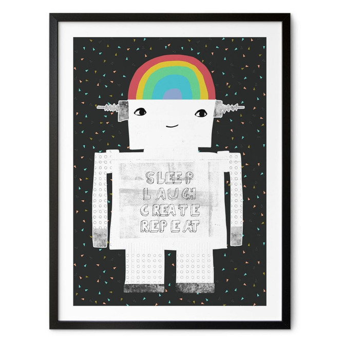 Poster für Kinder - Regenbogen-Roboter Sleep Laugh Create - Treechild