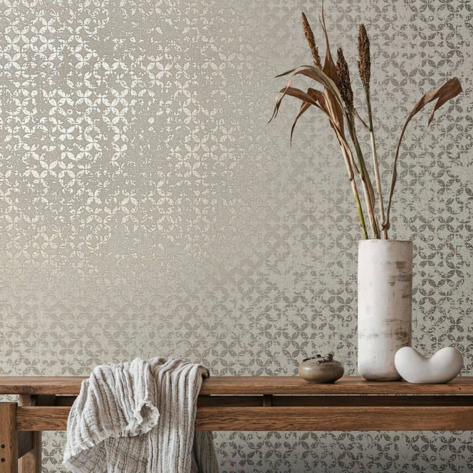Vliestapete in Sterne ornamentaler Stil grau Grafisch