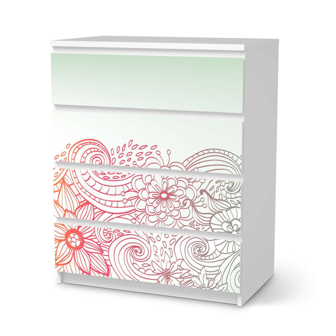 Folie IKEA Malm Kommode 4 Schubladen - Floral Doodle- Bild 1