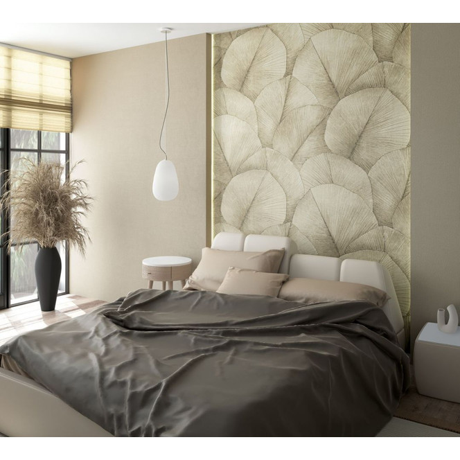 Fototapete mit grossen Blättern beige Floral 2.70 x 2.12 m