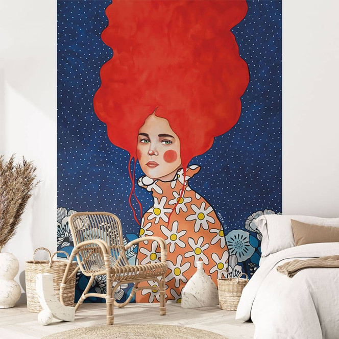 Fototapete Frau mit rotem Haar und Blüten - Hülya