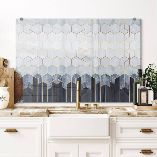 Spritzschutz Fredriksson - Hexagone: Blau und Weiss