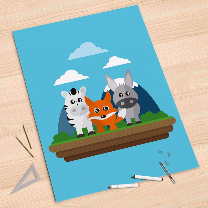 Folienbogen (80x120cm) - Zootiere- Bild 1