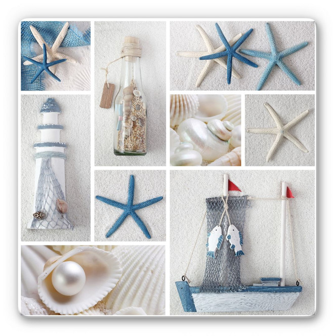 Glasbild Beach Collage