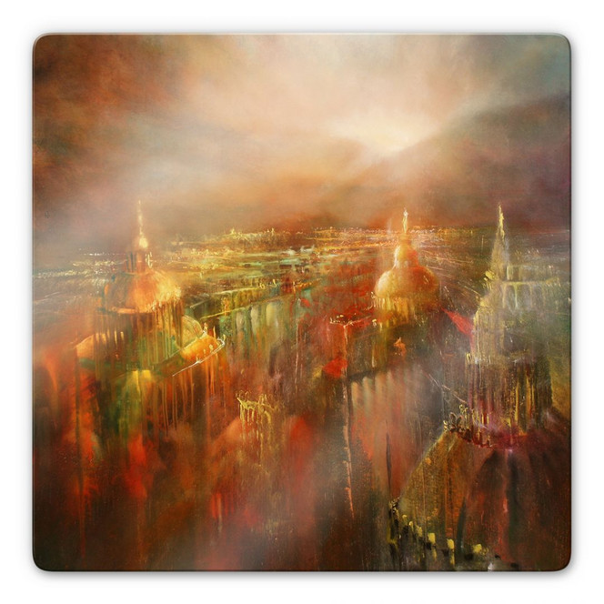 Glasbild Schmucker - Die Stadt erwacht