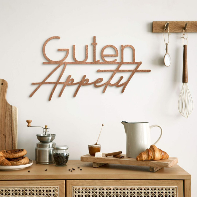 Holz Schriftzug für die Küche - Guten Appetit - Mahagoni
