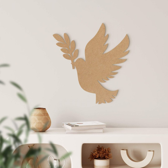 MDF Natur - Holzdeko Vogel - Friedenstaube