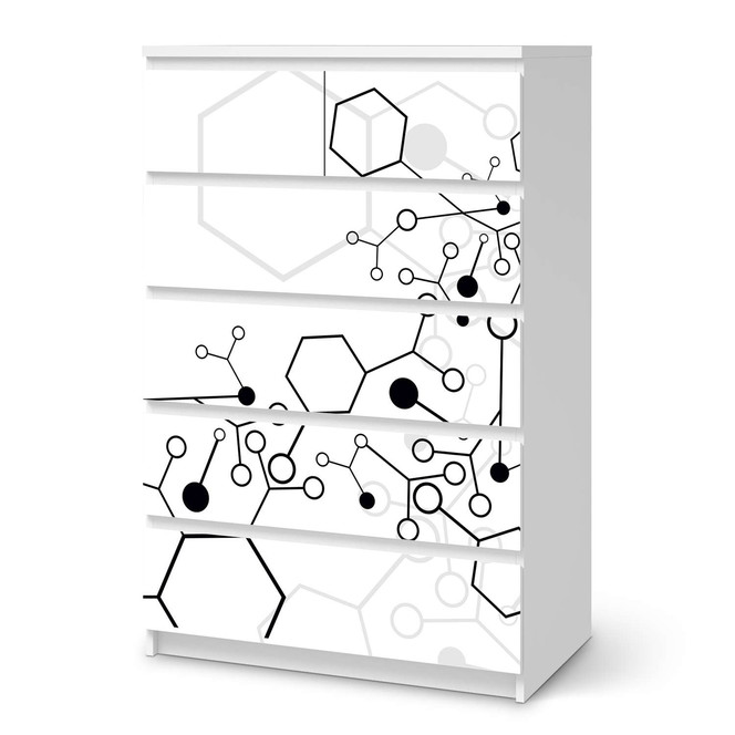 Möbel Klebefolie IKEA Malm Kommode 6 Schubladen (hoch) - Atomic 1- Bild 1