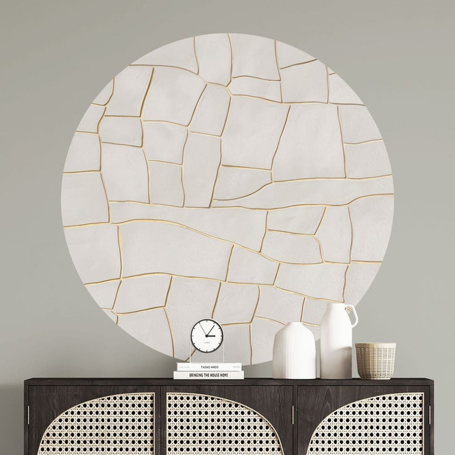 Wandtattoo Abstraktes Rissmuster in Beige - Alma - Rund