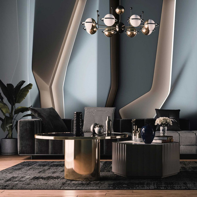 Futuristische Fototapete in Metallic-Optik - Vliestapete mit 3D-Effekt in Anthrazit