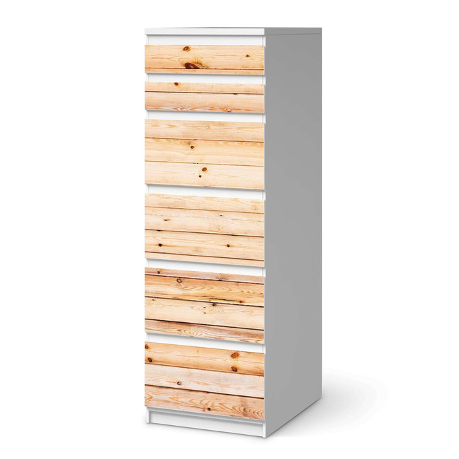 Klebefolie IKEA Malm Kommode 6 Schubladen (schmal) - Bright Planks- Bild 1