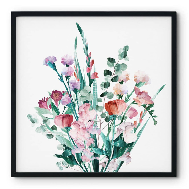 Poster Wildblumen Bouquet im Frühling - Goed Blauw - Quadratisch