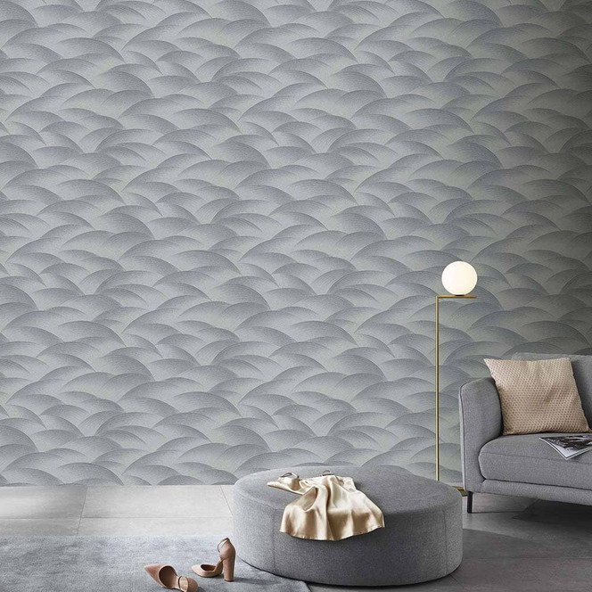 Wellentapete, Mustertapete Fashion for Walls 4 von Guido Maria Kretschmer silber