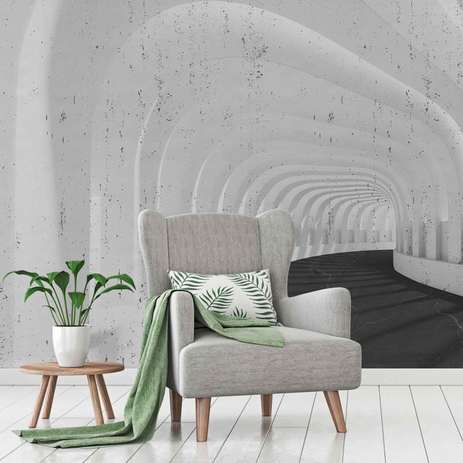 Fototapete EndlessHallway grau schwarz - Vliestapete Designwalls 2 - 2.55x3.5 m