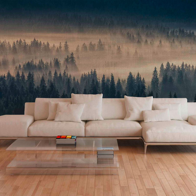 Fototapete Gemälde ForestInFog in blau beige - Vliestapete Designwalls 2 - 2.55x3.5 m
