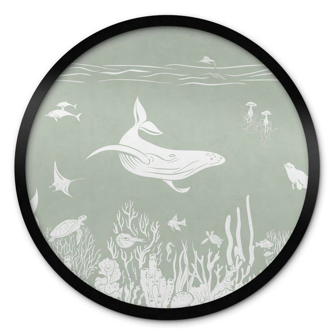 Poster Korallenriff und Meerestiere - Eine Reise ins Grüne - Kikki Belle - Rund