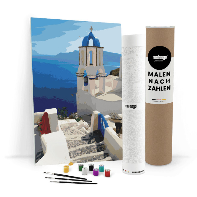 Malen nach Zahlen Leinwandbild - Meer auf Santorini