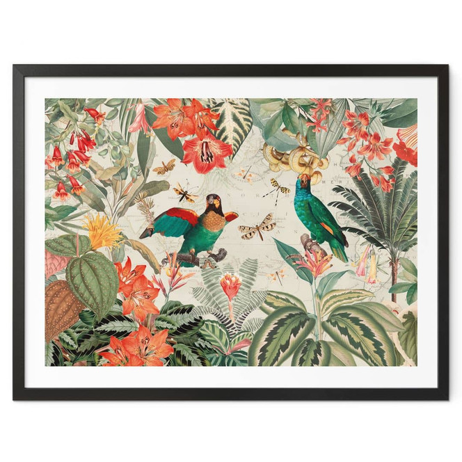 Poster Exotischer Dschungel mit Papageien - UN Designs