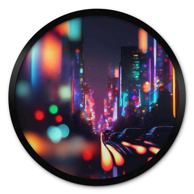 Poster Treechild - Pulsierendes Nachtleben - Rund