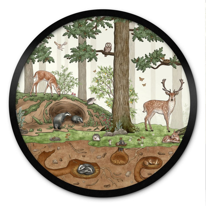 Poster Wimmelbild Waldtiere - Kikki Belle - Rund