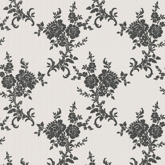 A.S. Création Tapete Belle Epoque Blumentapete floral metallic, schwarz, weiss