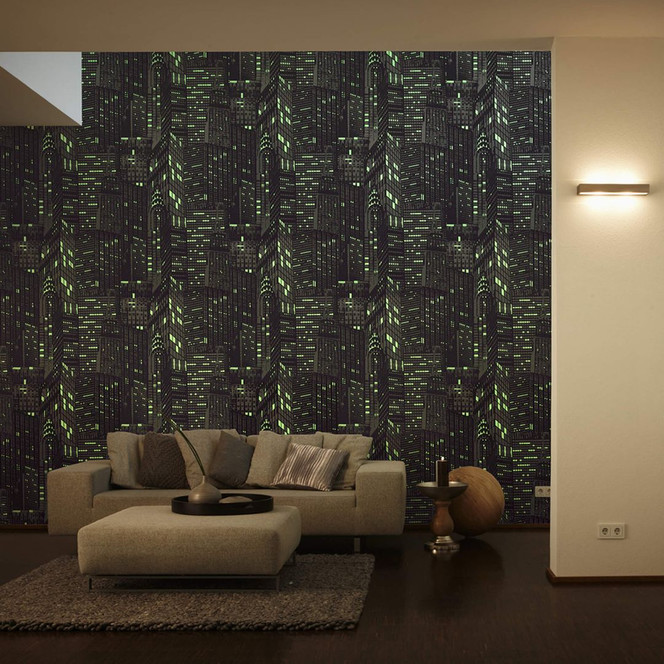 A.S. Création Vliestapete il Decoro Tapete leuchtet im Dunkeln metallic, schwarz