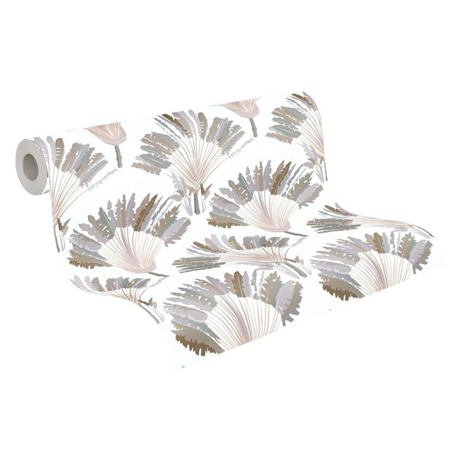 Architects Paper Vliestapete Jungle Chic Dschungeltapete Palmentapete grau, weiss, braun