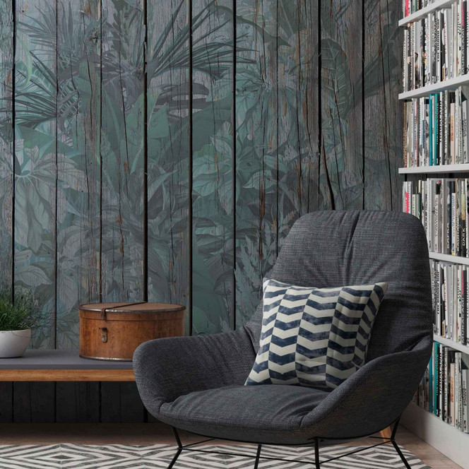 Fototapete Holztapeten LeavesOnWall in grau braun - Vliestapete Designwalls 2 - 2.55x3.5 m