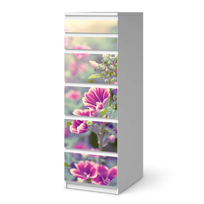 Klebefolie IKEA Malm Kommode 6 Schubladen (schmal) - Flower Gaze- Bild 1