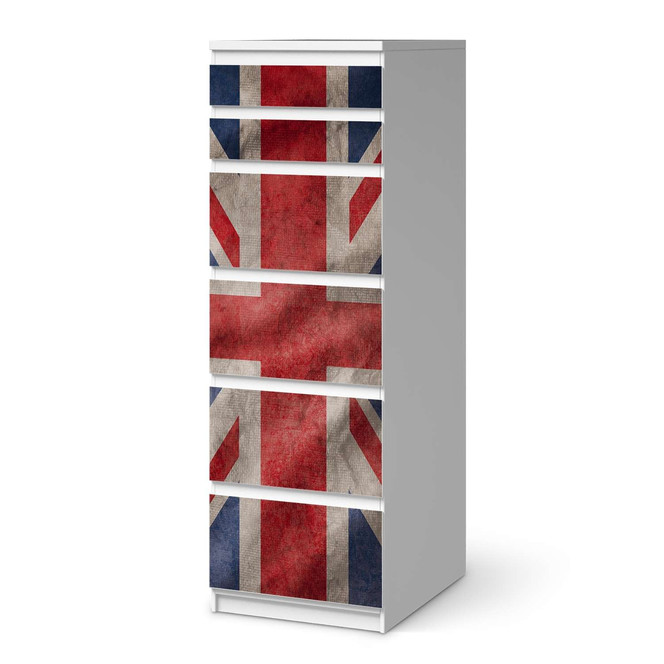 Klebefolie IKEA Malm Kommode 6 Schubladen (schmal) - Union Jack- Bild 1