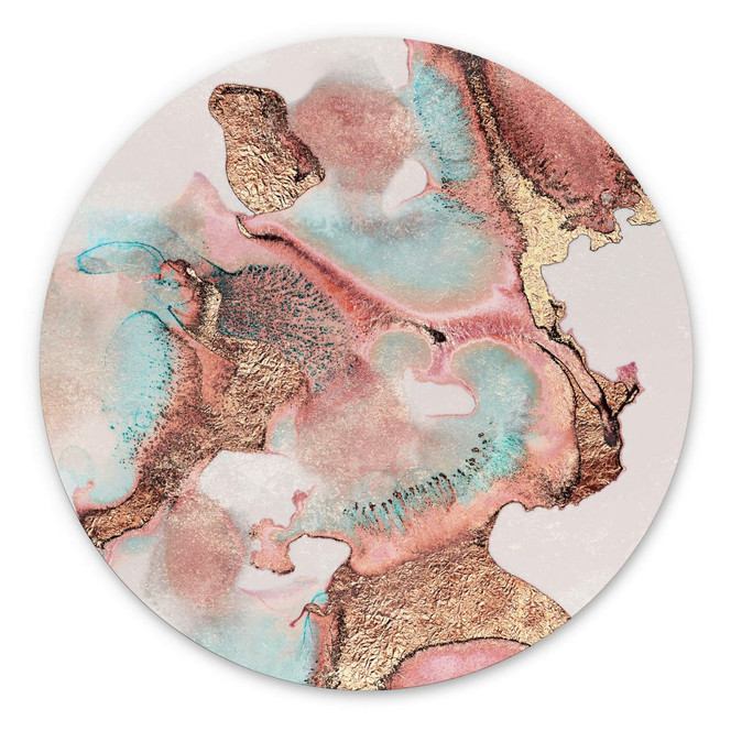Wandbild Fredriksson - Goldene Tinte mit Nuancen in Rosé - Alu-Dibond Rund