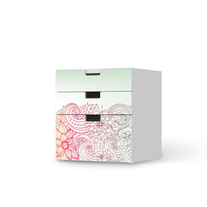 Folie IKEA Stuva / Malad Kommode - 3 Schubladen - Floral Doodle- Bild 1