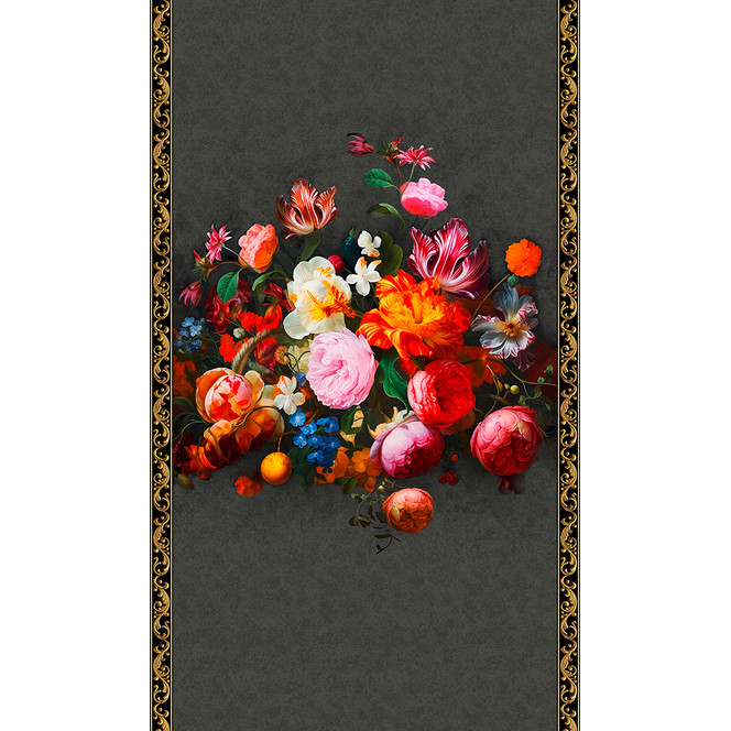 Fototapete Blumenmotiv Floral Klassisch, Romantisch matt in Schwarz 2.70 x 1.59m