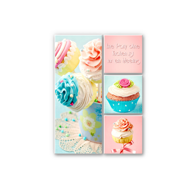 Hartschaumbild Eine Party ohne Kuchen (4-teilig)